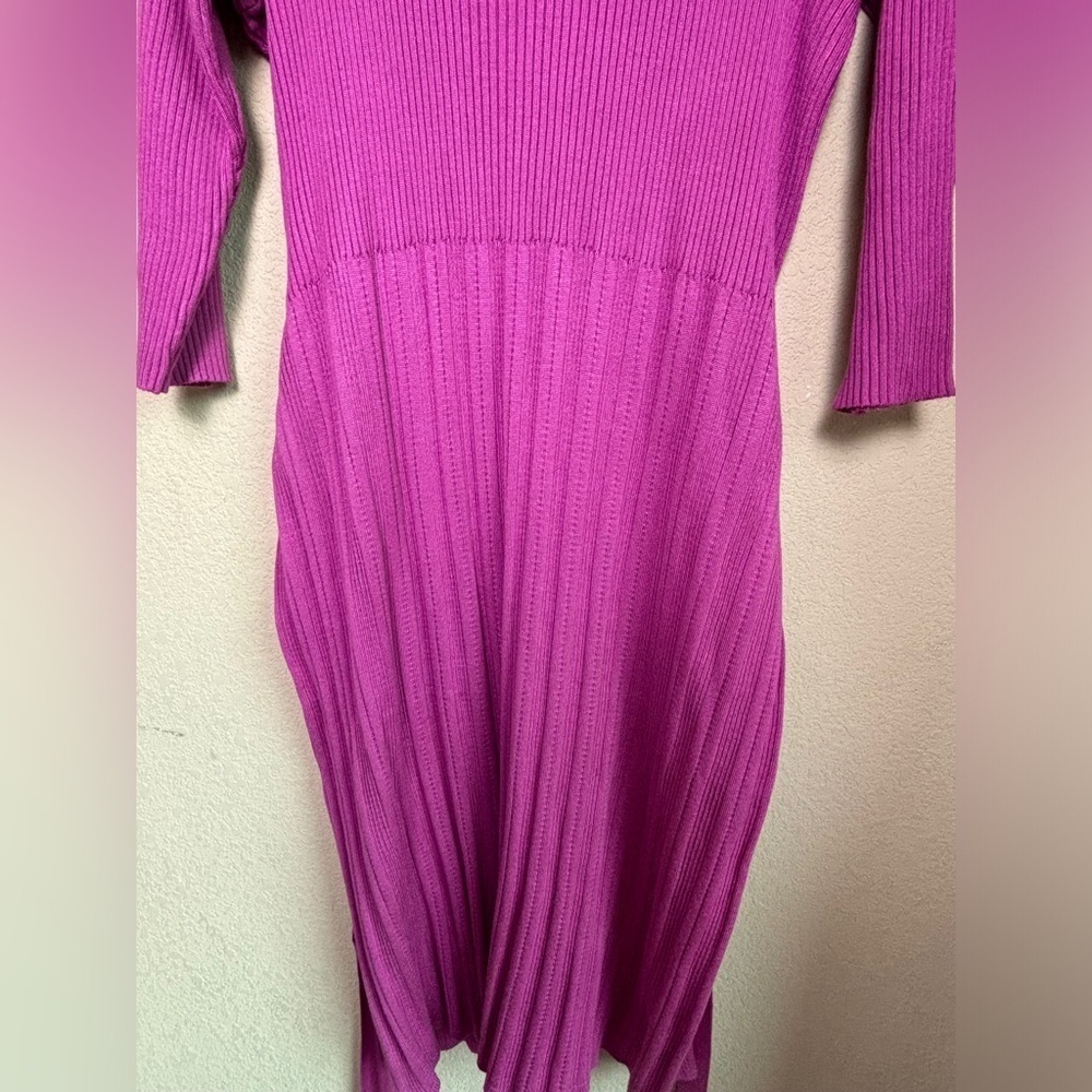 Lane Bryant Orchid Pink Ribbed Knit Belted Fit & Flare Sweater Midi Dress 18/20 - Picture 9 of 9